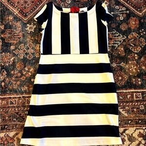 Anthropologie Women’s Black and White Striped Dress Small